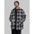 Flannel thickened cotton sandwiched winter leather Plaid cotton jacket men's high street hip hop tide brand cotton jacket ins