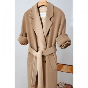 High-end 101801 camel double cashmere coat for women