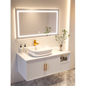 Light luxury rock plate integrated basin bathroom cabinet toilet intelligent mirror washing