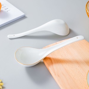 Household size spoon long handle spoon ceramic Phnom Penh large spoon bone china Margo Hotel porridge spoon spoon